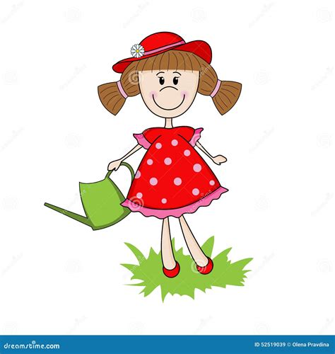 Cute Girl Gardener Stock Vector Illustration Of Bright 52519039