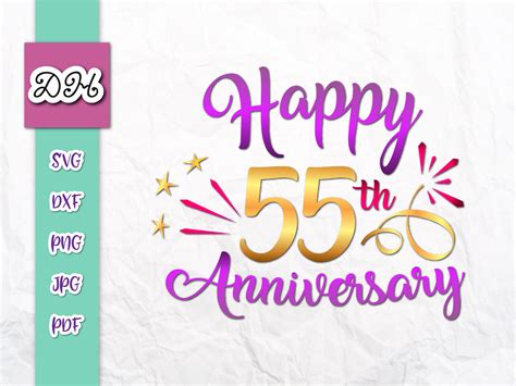 Happy 55th Anniversary Svg File For Cricut Emerald Wedding Etsy