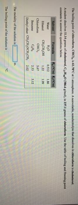 Solved The Boiling Porint Of Chloroform CHCl3 Is At 61 70 Chegg