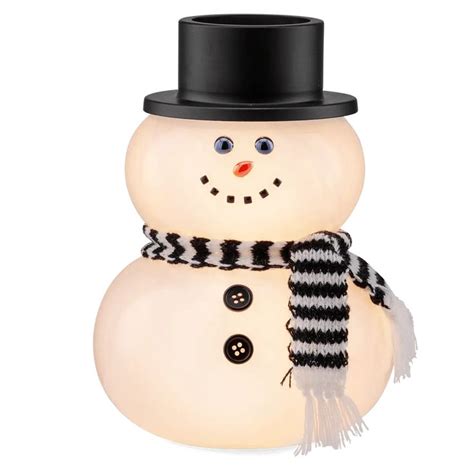 A Light Up Snowman Wearing A Hat And Scarf