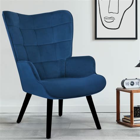 Sans Abri Raide Alice Fauteuil Scandinave Velours Bleu Canard Gris Coin De