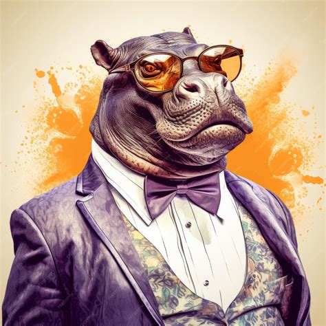 Premium Photo Cool Hippopotamus In Vintage Comic Style With