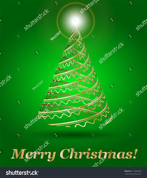 Stylized Vector Gold Christmas Tree Stock Vector Royalty Free