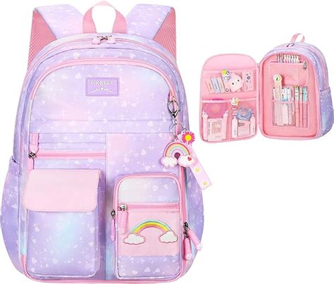 Mochila arco íris Mochilas Escolares Ambientais Bolsa escolar rosa