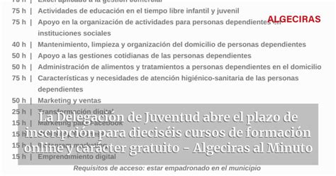 La Delegación de Juventud abre el plazo de inscripción para dieciséis