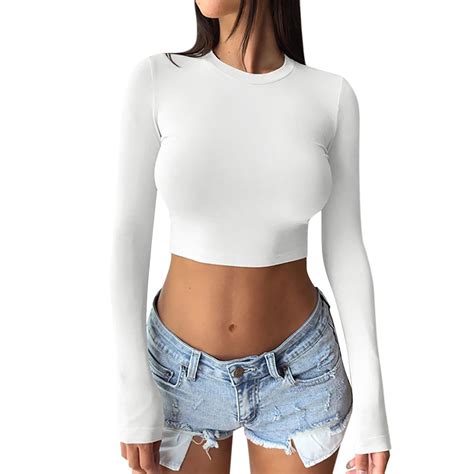 Tiqkatyck Crop Tops For Women Women Sexy Long Sleeve Going Out Fitted