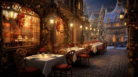 Christmas restaurant architecture building table. | Free Photo Illustration - rawpixel