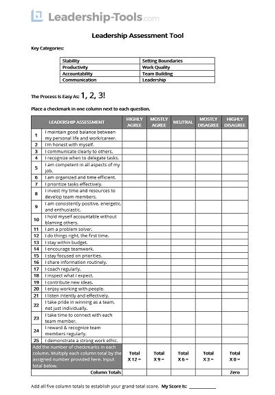 Leadership Assessment Download Free Tool