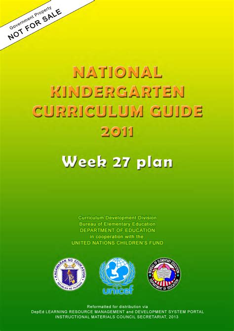 Kinder Tg Week 27 Notes National Kindergarten Curriculum Guide