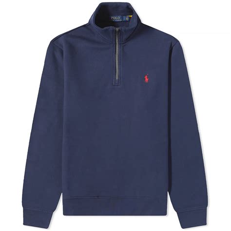 Polo Ralph Lauren Quarter Zip Sweat Spring Navy Heather End