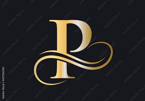 P Letter Initial Luxurious Logo Template P Logo Golden Concept P