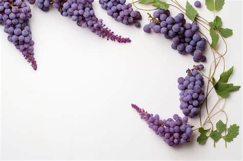 Uvas Moradas Con Hojas Sobre Un Fondo Blanco Foto Premium