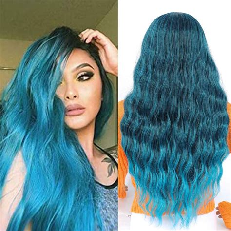 Blue And Black Colorful Ombre Daily Wear Wig Trendy Etsy