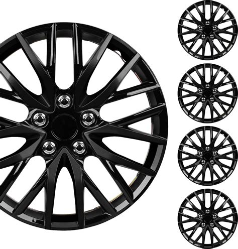 Bdk Pack Premium Black Hubcaps Wheel Rim Cover Hub Caps Oem