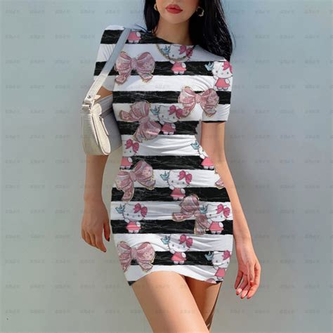 Beach Outing Disney Dress Hello Kitty Summer Dresses For Women 2024 Skirts Woman Fashion 2024