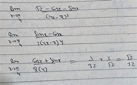 12 Lim X Rightarrow Frac Pi 4 Frac Sqrt 2 Cos