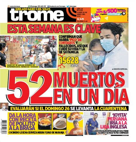 portada trome 52 muertos en un día PORTADA IMPRESA TROME