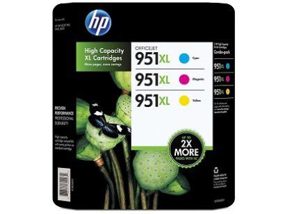 HP 951XL High Yield Original Ink Cartridge Cyan Magenta Yellow 3 Pack