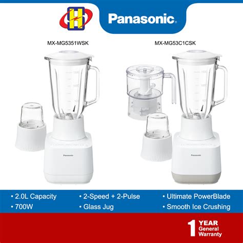 Panasonic Blender L W Glass Jug Speed Pulse Chopper Mill