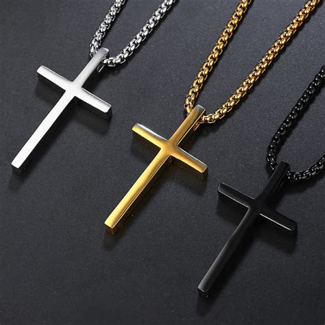 Colar Corrente Cordão Masculino Pingente Cruz Crucifixo Aço Inox