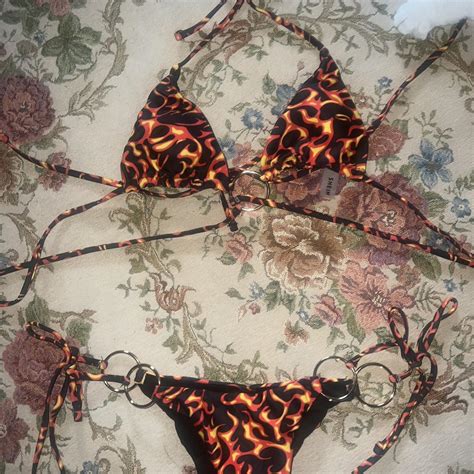 Flame Bikini Set Super Cute And Perfect For Summer Depop