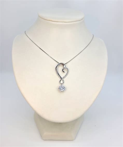 Heart Shape Pendant Necklace Silver Lilac Jewellery