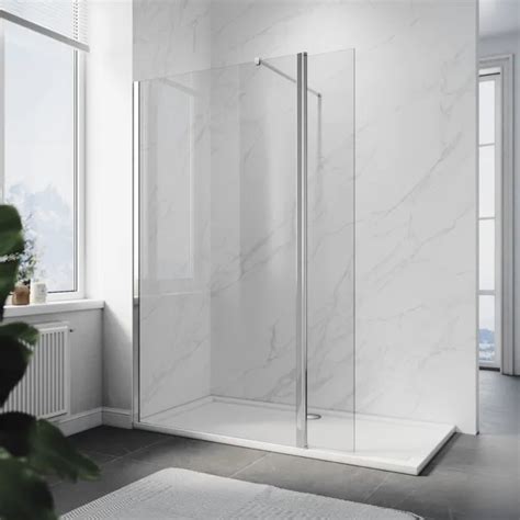 Walk In Shower Enclosure Screen With Flipper And Tray Wet Room 8mm Nano