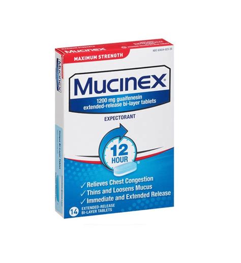 Mucinex Maximum Strength 12 Hour Expectorant Extended Release Bi Layer Tablets 1200 Mg Medicor