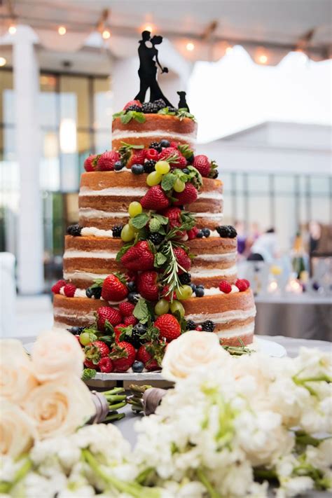 Naked Cake Embellished In Fresh Fruit Wedding Cakes Fruit Wedding