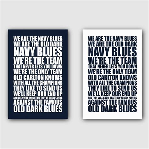 Carlton Blues Club Song Afl Word Canvas Footy T For Die Hard Fans