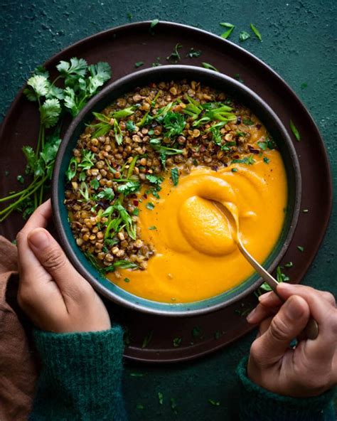 Butternut Squash Soup With Crispy Lentils Rainbow Plant Life