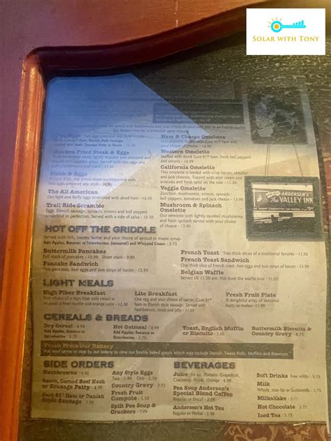 Menu at Pea Soup Andersen's pub & bar, USA, CA-33