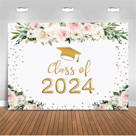 Jcshit 2024 Graduation Backdrop Floral Congrats Grad Class Of 2024