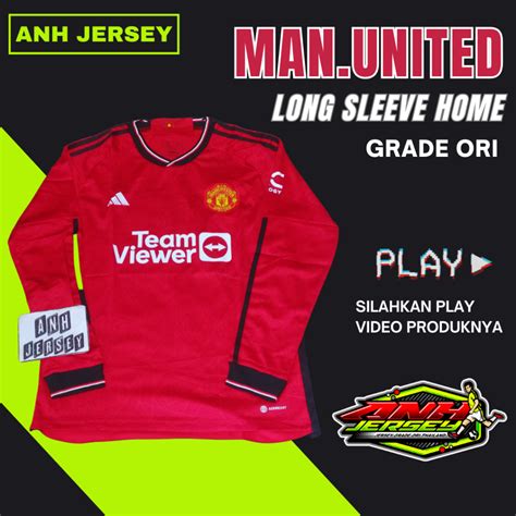 Jual Jersey Baju Bola Ls Lengan Panjang Mu Home Away