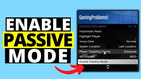 How To Turn On Off Passive Mode In Gta Online Youtube