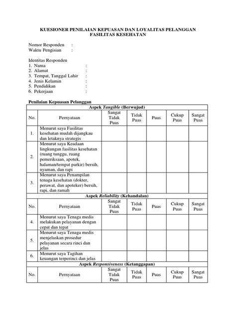 Detail Contoh Form Survey Kepuasan Pelanggan Koleksi Nomer 36