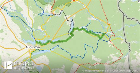 Zielony szlak turystyczny Augustów Mikaszówka mapa turystyczna pl