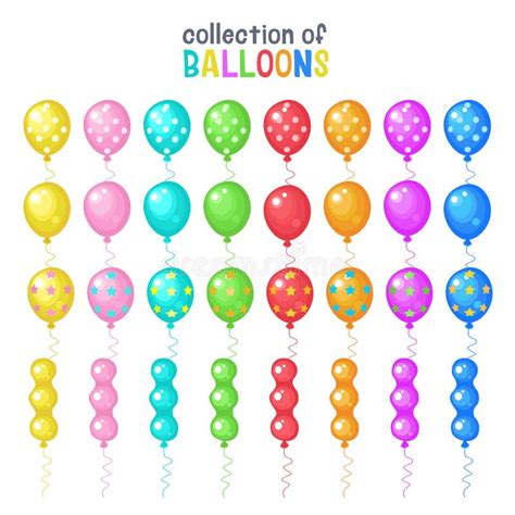 A Large Set of Multicolored Balloons. Different Colors and Shape Stock Vector - Illustration of ...