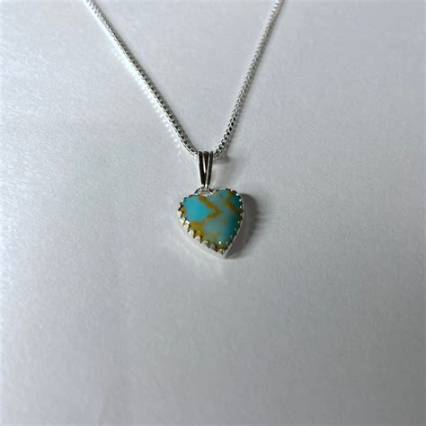 Turquoise Heart Pendant Necklaceblue Turquoise Heart Etsy