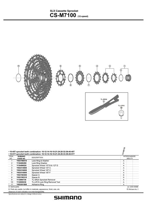 Shimano Slx Cs M7100 Cassette Sprocket Spacer A 12 Speed Pit Crew Cycles