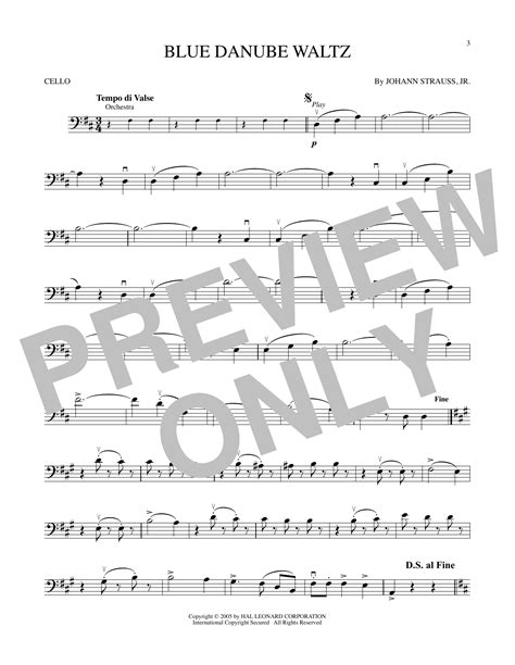 Blue Danube Waltz By Johann Strauss Jr Sheet Music For Cello PlayAlong