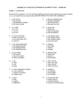 Fillable Online Docshare02 Docshare AMERICAN LANGUAGE COURSE PLACEMENT