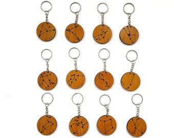 Zodiac Keychain Astrology Constellation Horoscope Leo Aquarius Pisces