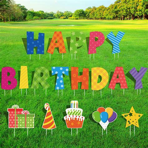 Buy Plulon Colorful Happy Birthday Yard Sign With Stakes 18 Pack