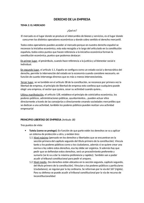 Tema 2 La Empresa Tema 2 Derecho De La Empresa Tema 2 El Mercado ¿qué Es El Mercado Es El