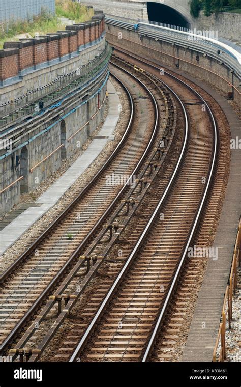 Railroad Tracks Viewed From Above Stock Photo Alamy