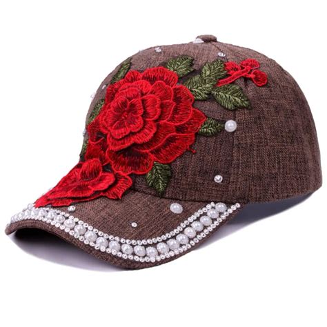 2018 New Floral Embroidery Baseball Cap Women Casual Spring Summer Sun