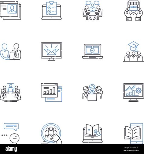 Telecommuters Line Icons Collection Remote Virtual Remote Work