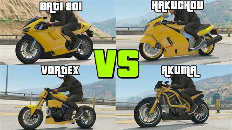 GTA 5 Online Test De Velocidad Vortex Vs Bati 801 Vs Hakuchou Vs