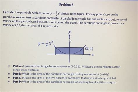 Solved Problem 2 Consider The Parabola With Equation Y 14 X2 Shown